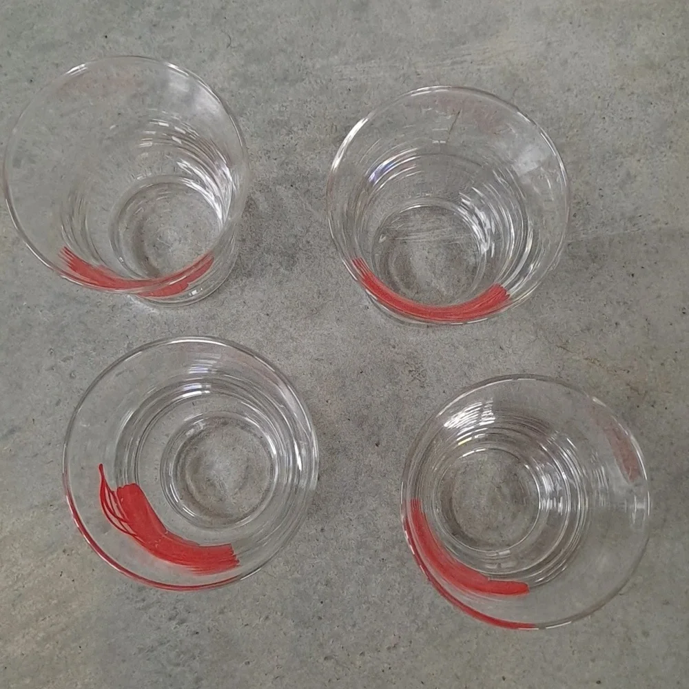 Vintage MCM Libbey Red Cherries Juice Glass | Shot Glass | Set of 4 - Picture 4 of 9